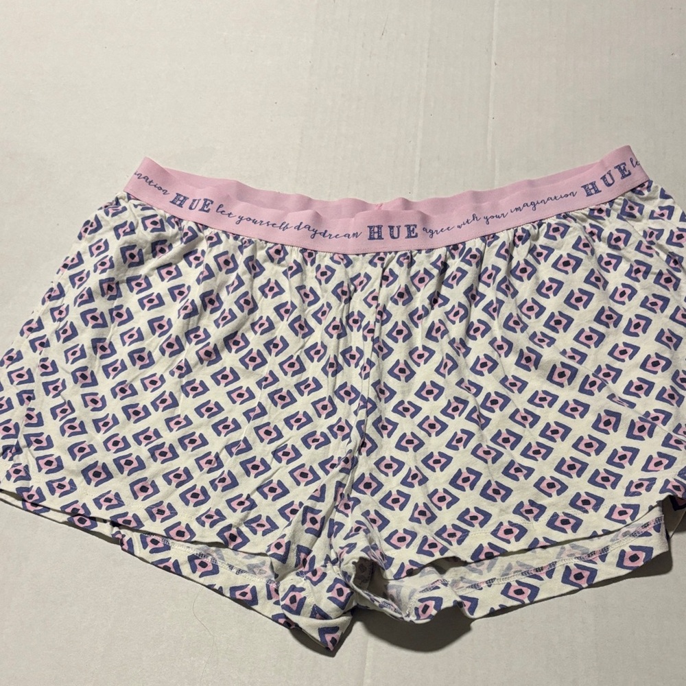 HUE Women's Pink and Purple Geometric Sleep Shorts